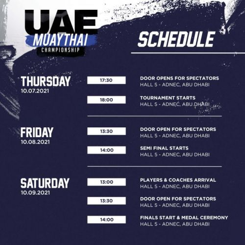 UAE Muaythai Championship 2022 Schedule - UAM News